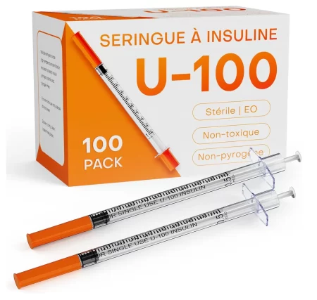 Seringues à Insuline U-100 | 0,5mL: 30G × 12,7mm | Emballage Individuel